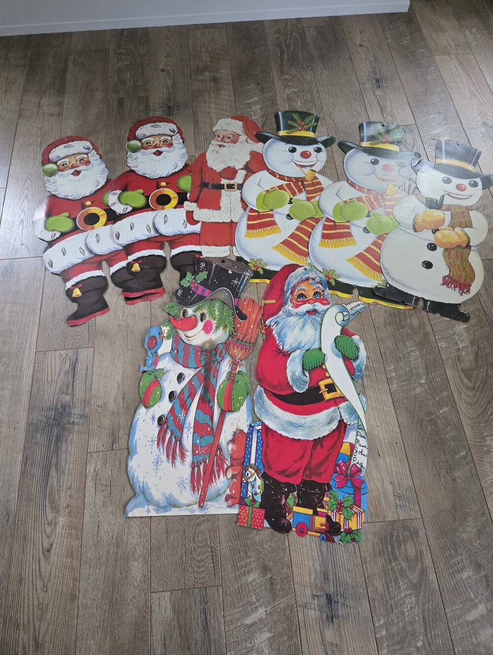 Vintage Christmas Cardboard Die Cut Lot Of 8. 2 Bottom Ones Are Double Sided